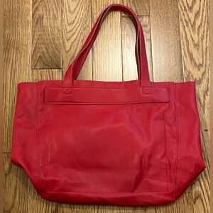Faux Leather Red Tote Bag